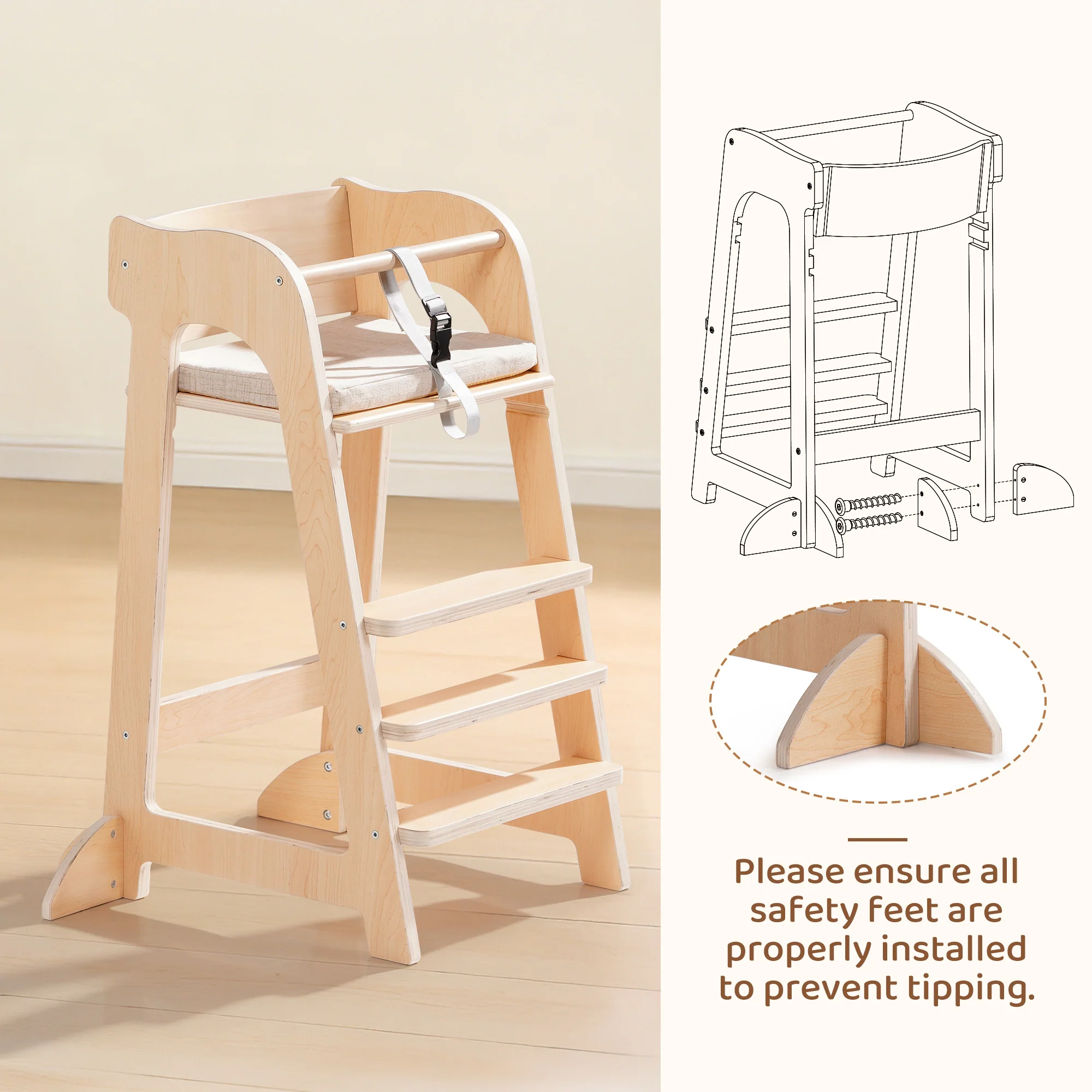 ROBUD Wooden Multifunctional High Chair - Image 7