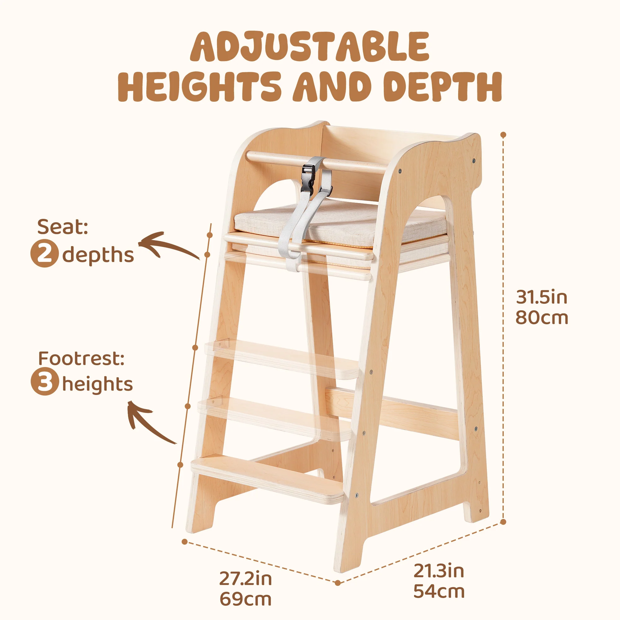 ROBUD Wooden Multifunctional High Chair - Image 9