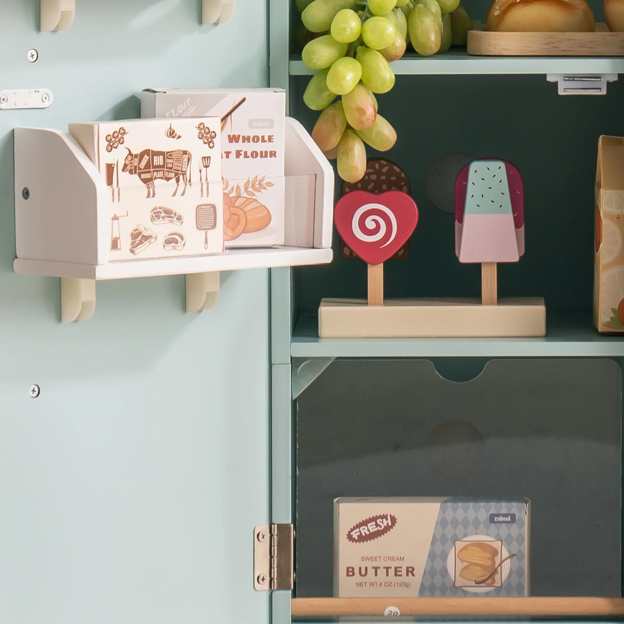 Robud Wooden Play Fridge Freezer Set for Kids - Image 4
