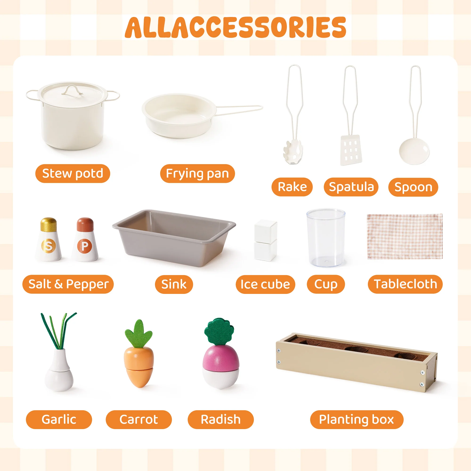 ROBUD Wooden Pretend Play Kitchen Set for Kids - Image 10