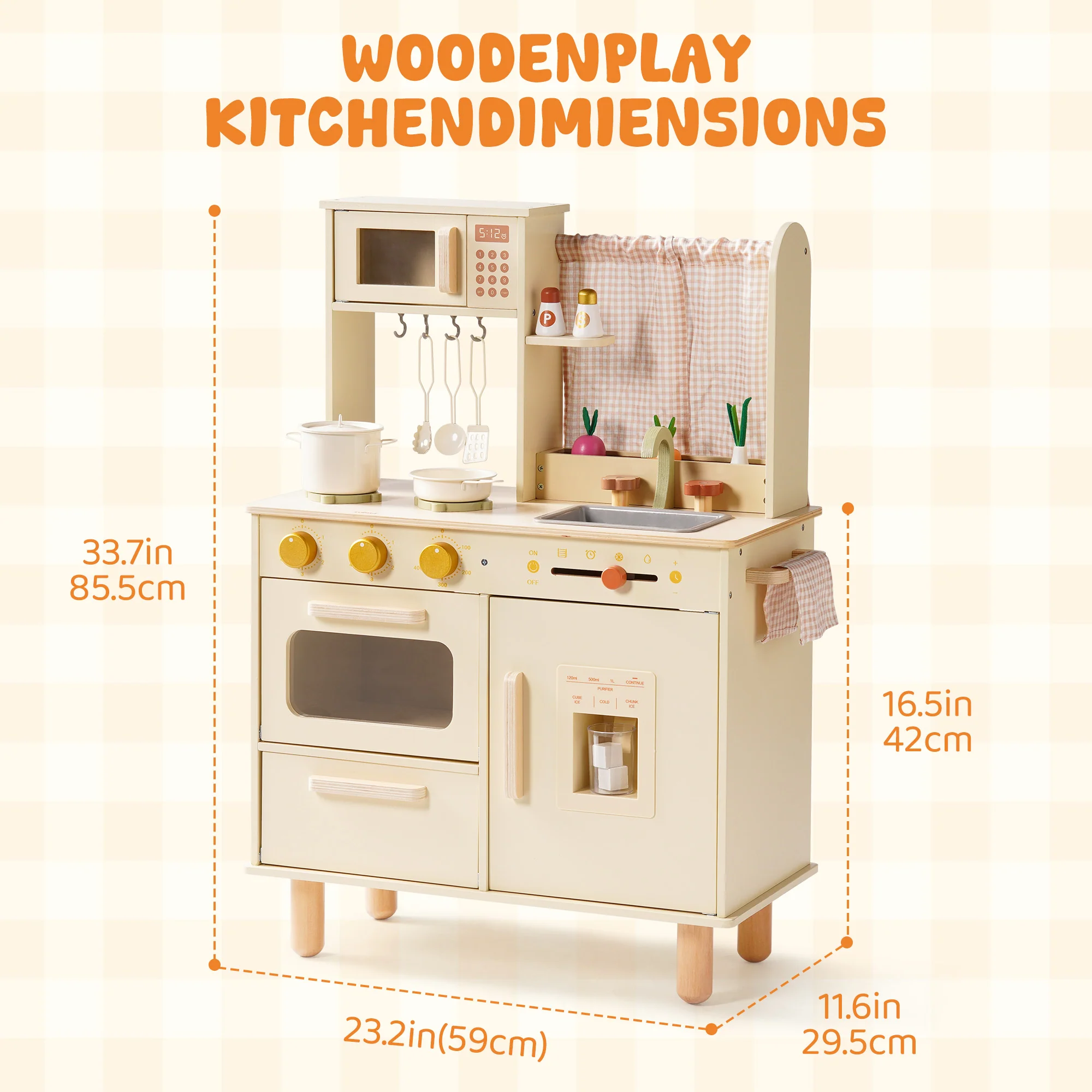 ROBUD Wooden Pretend Play Kitchen Set for Kids - Image 11