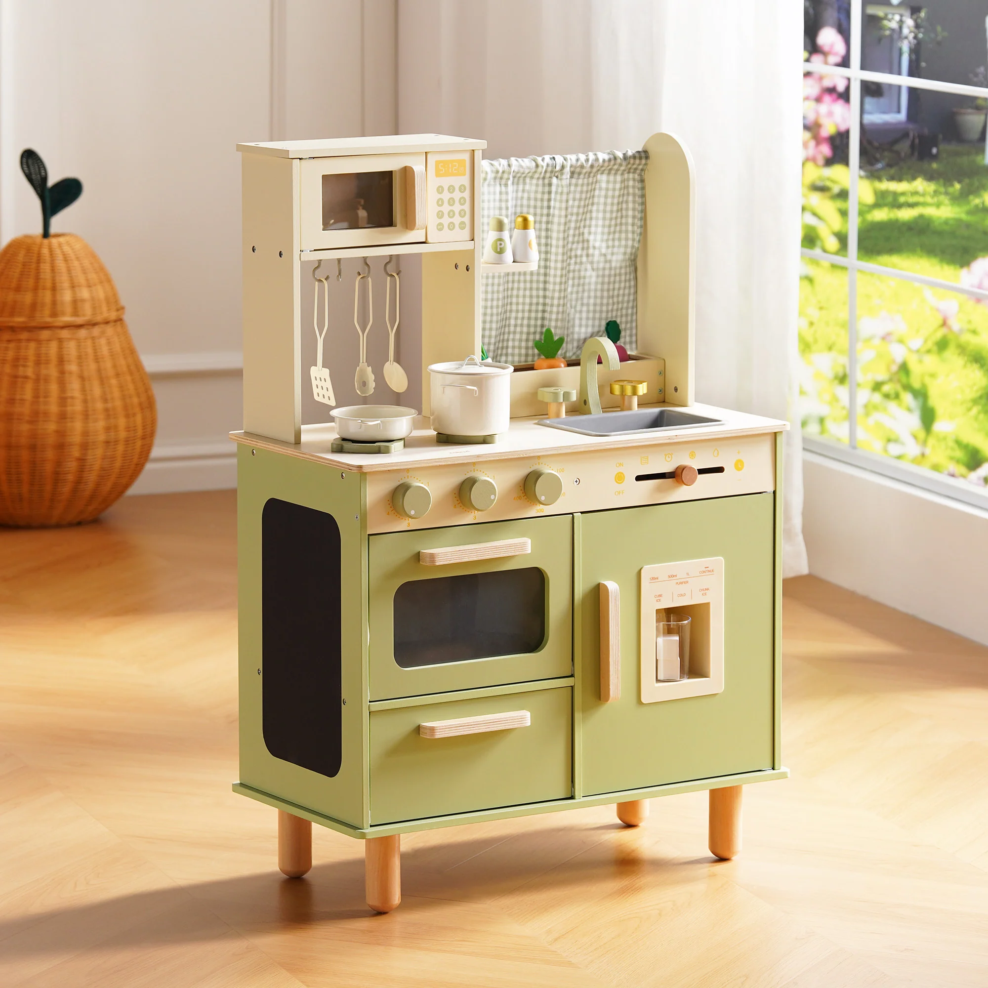 ROBUD Wooden Pretend Play Kitchen Set for Kids - Image 13