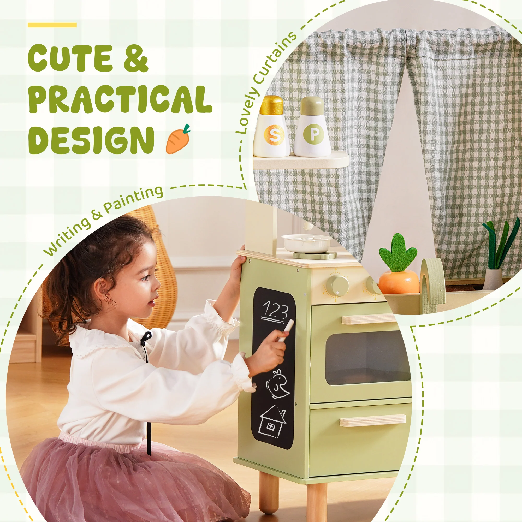 ROBUD Wooden Pretend Play Kitchen Set for Kids - Image 17