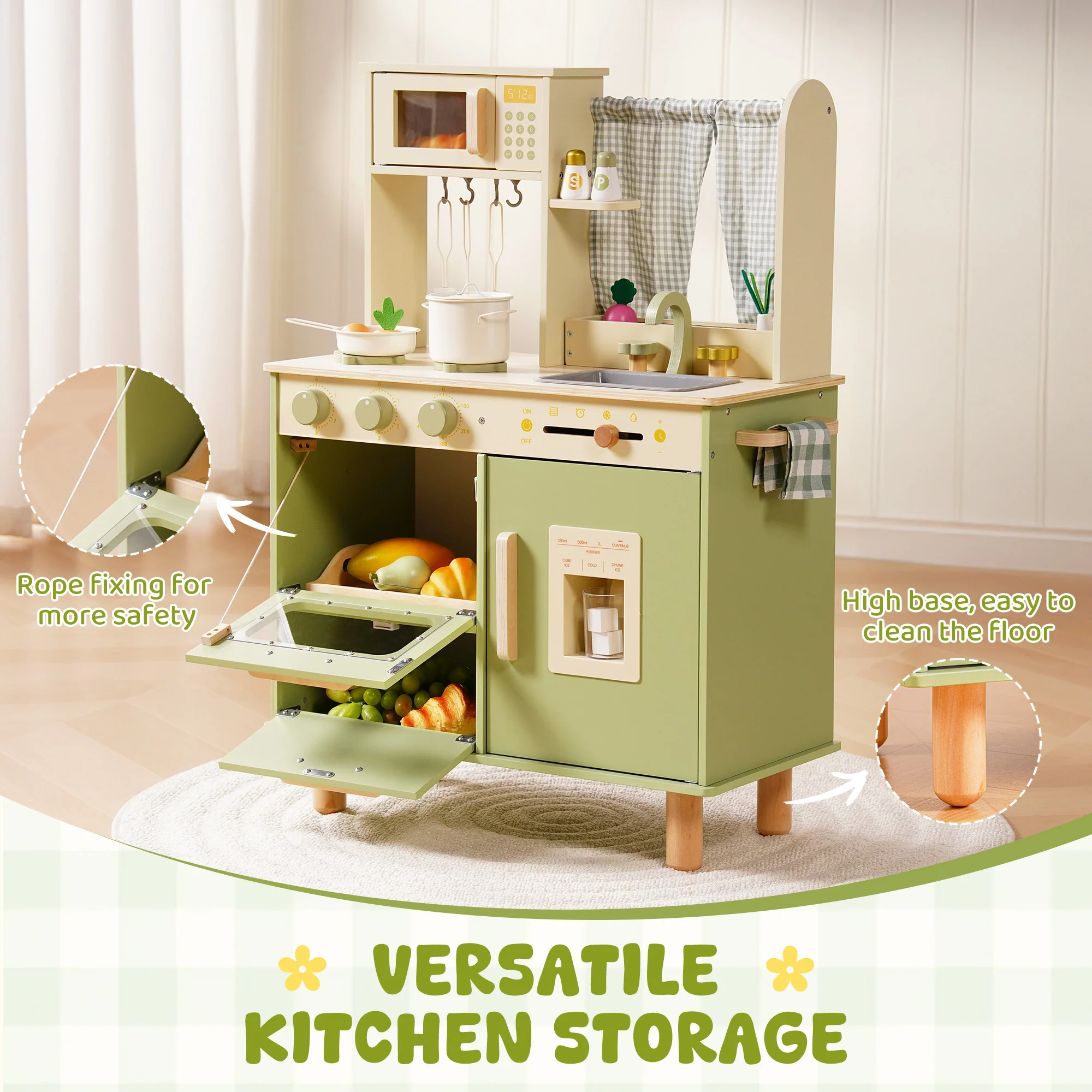 ROBUD Wooden Pretend Play Kitchen Set for Kids - Image 18