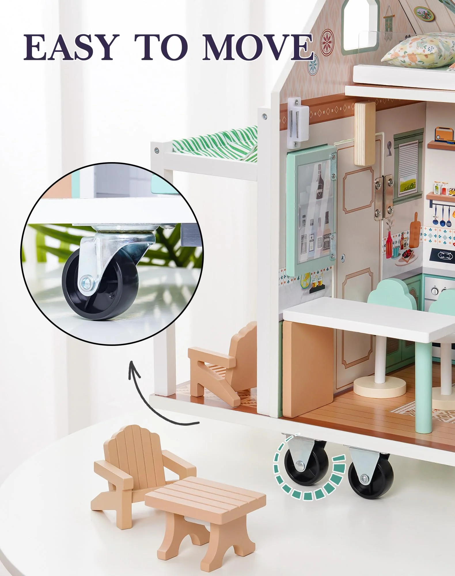 ROBUD Wooden Realistic Camper Van Dollhouse - Image 7