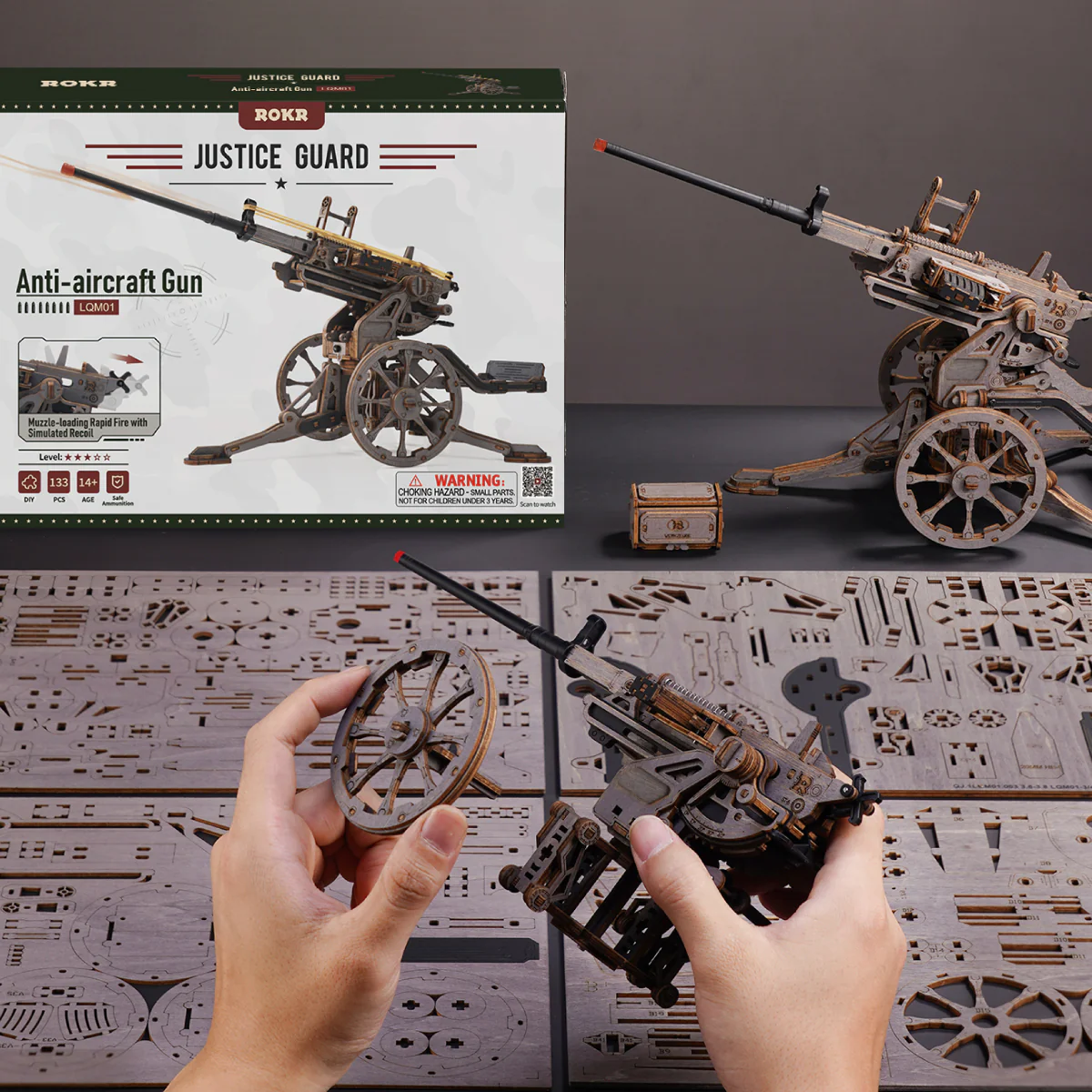 ROKR Anti-aircraft Gun Wooden 3D Puzzle LQM01 - Image 6