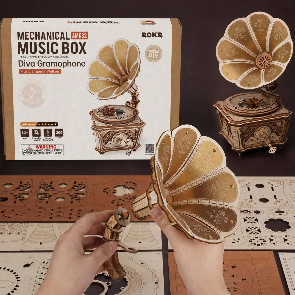 ROKR Diva Gramophone Music Box Wooden 3D Puzzle AMK82 - Image 5