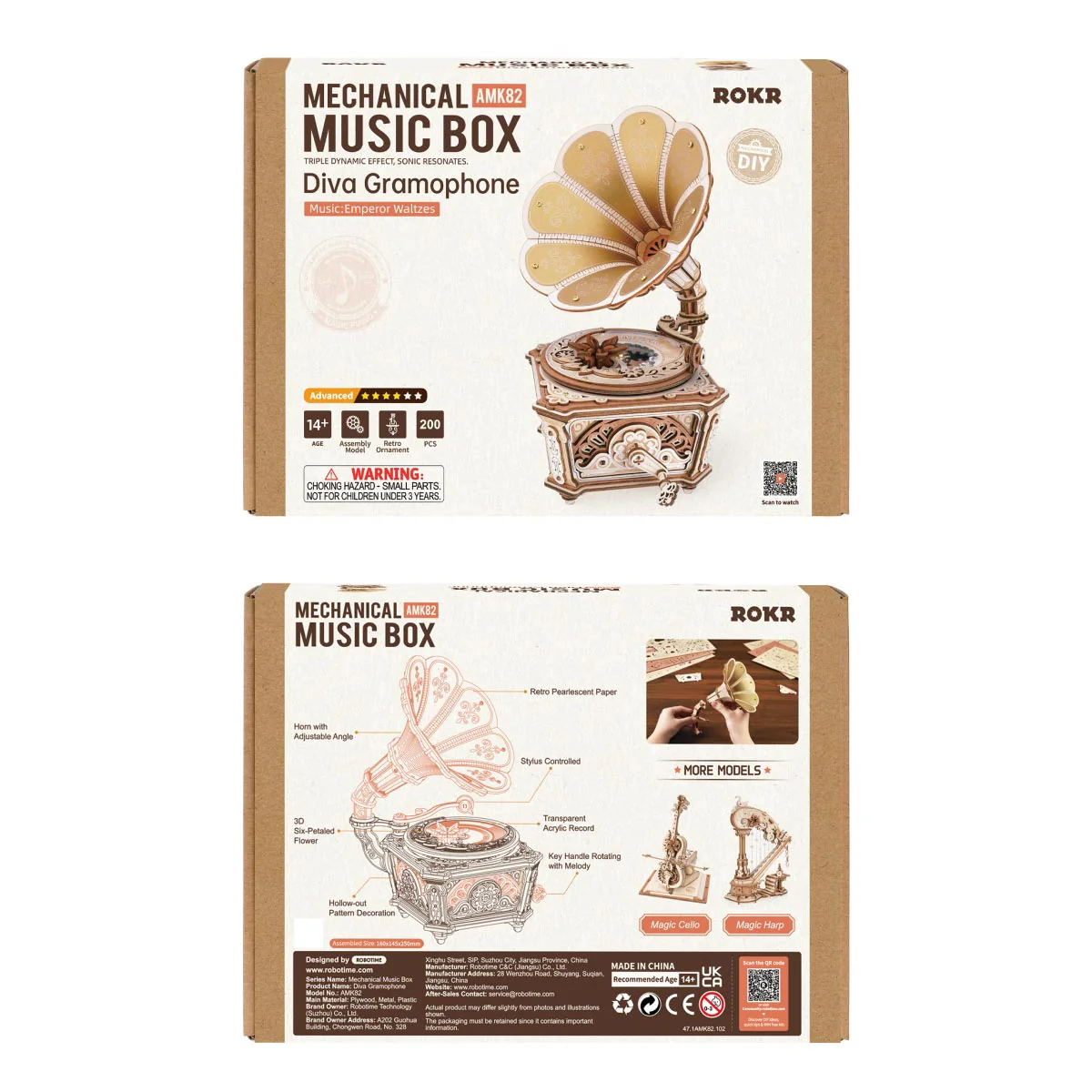 ROKR Diva Gramophone Music Box Wooden 3D Puzzle AMK82 - Image 7