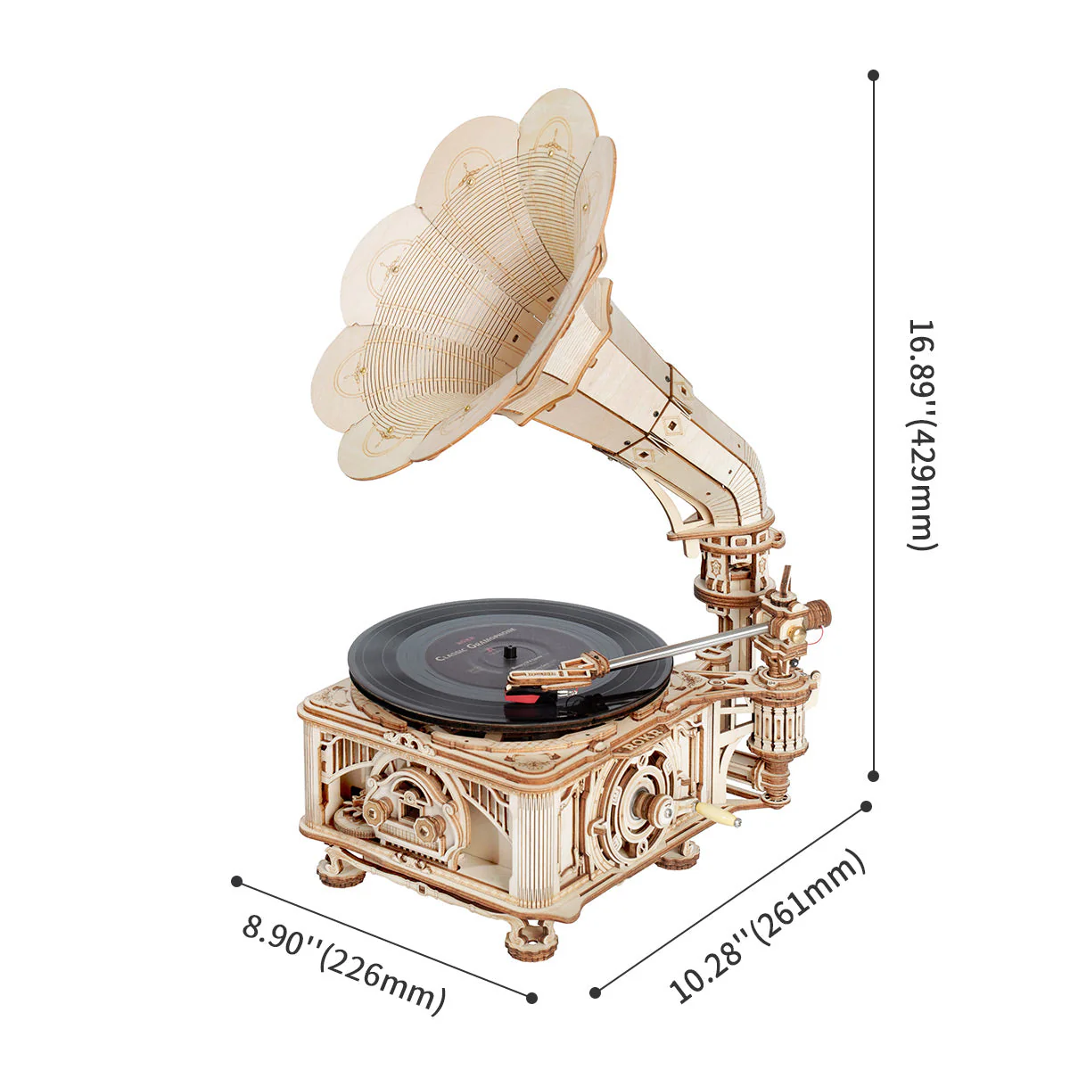 ROKR Classic Gramophone 3D Wooden Puzzle LKB01D (Electric Version) - Image 5