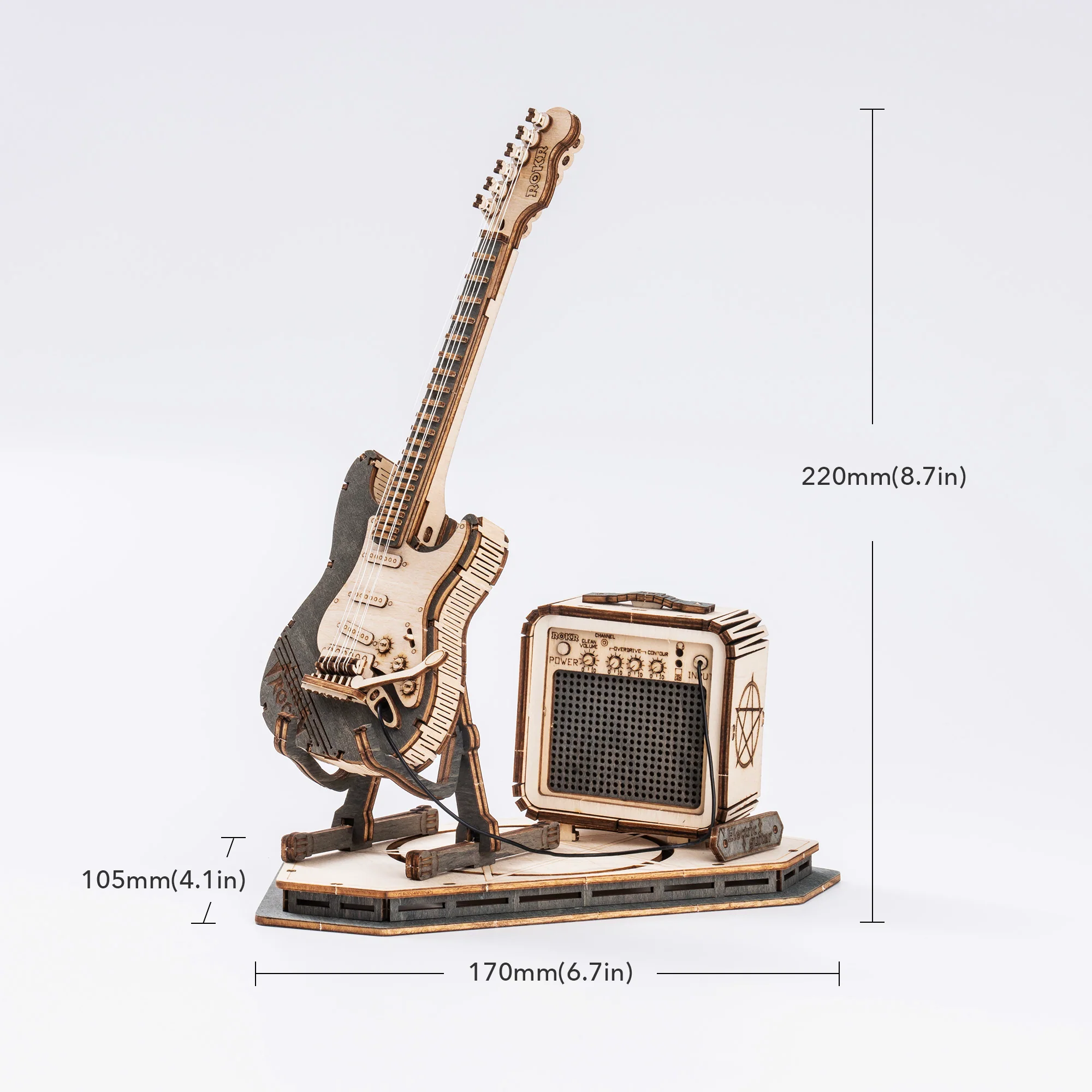 ROKR Electric Guitar Model 3D Wooden Puzzle TG605K - Image 6