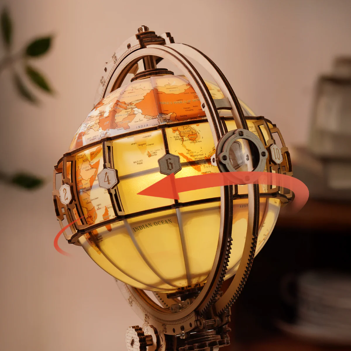 ROKR Luminous Globe 3D Wooden Puzzle ST003D (Electric Version) - Image 3