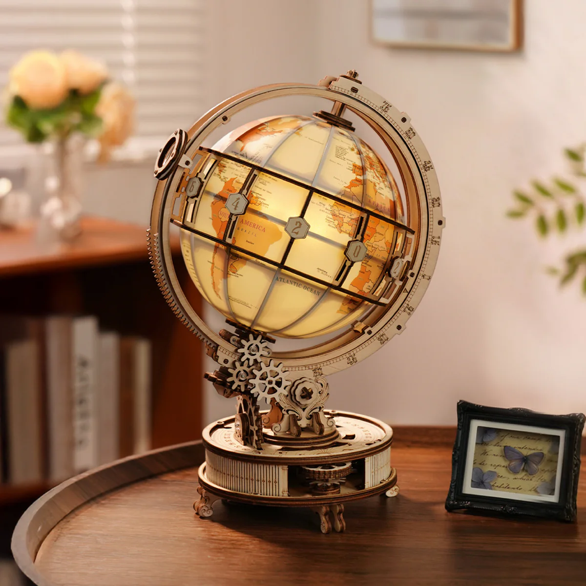 ROKR Luminous Globe 3D Wooden Puzzle ST003D (Electric Version) - Image 5