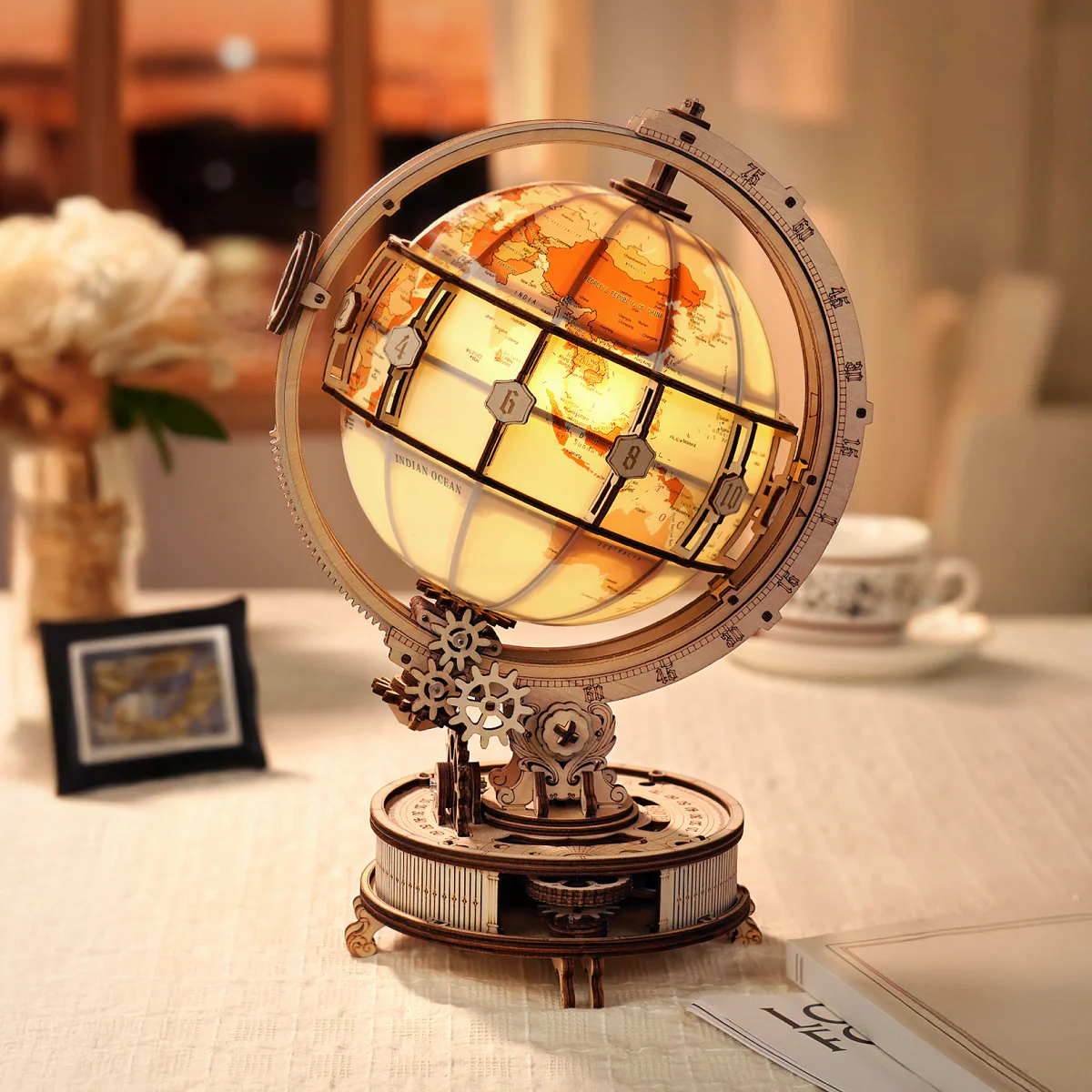 ROKR Luminous Globe 3D Wooden Puzzle ST003D (Electric Version) - Image 6