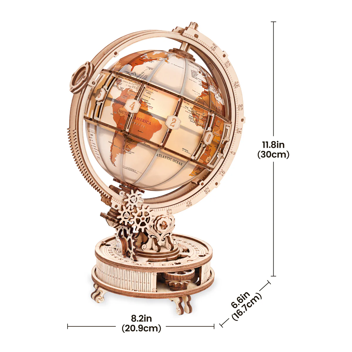 ROKR Luminous Globe 3D Wooden Puzzle ST003D (Electric Version) - Image 9