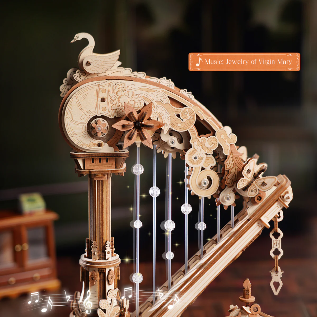 ROKR Magic Harp Music Box Wooden 3D Puzzle AMK71 - Image 3