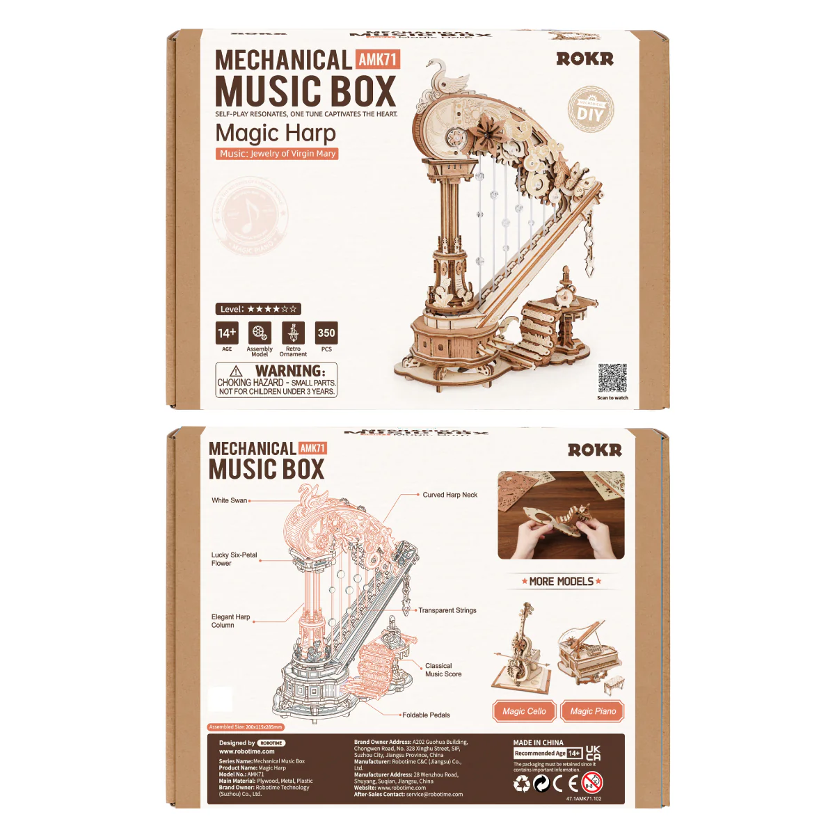 ROKR Magic Harp Music Box Wooden 3D Puzzle AMK71 - Image 9