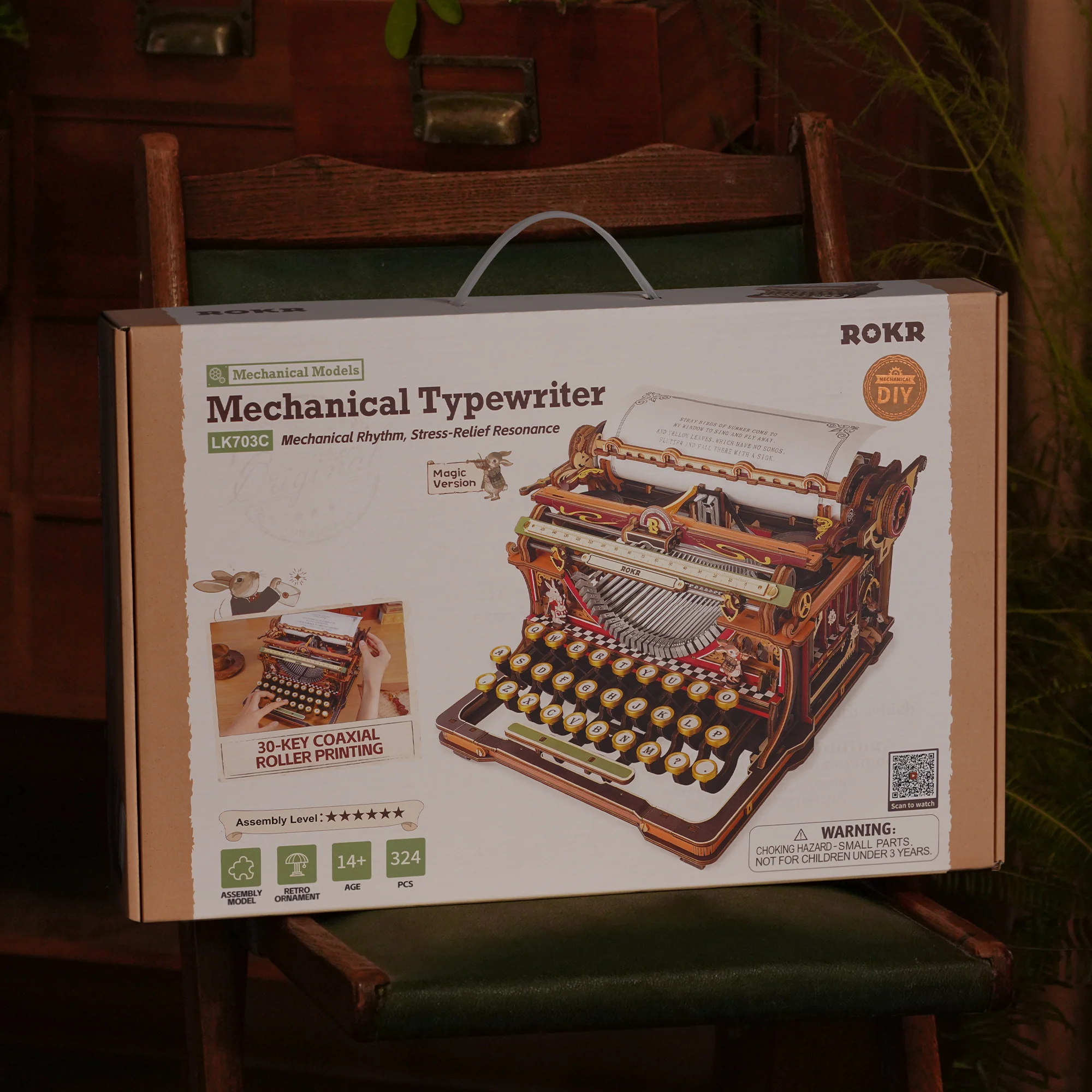 ROKR Mechanical Typewriter Wooden 3D Puzzle LK703C (Magic Version) - Image 10