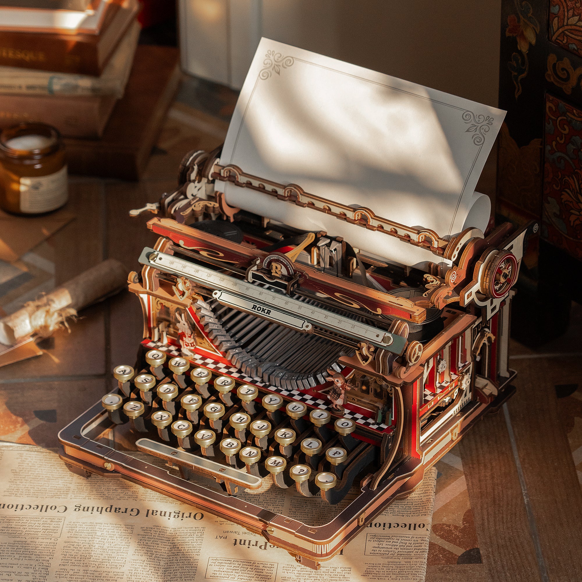 ROKR Mechanical Typewriter Wooden 3D Puzzle LK703C (Magic Version) - Image 3