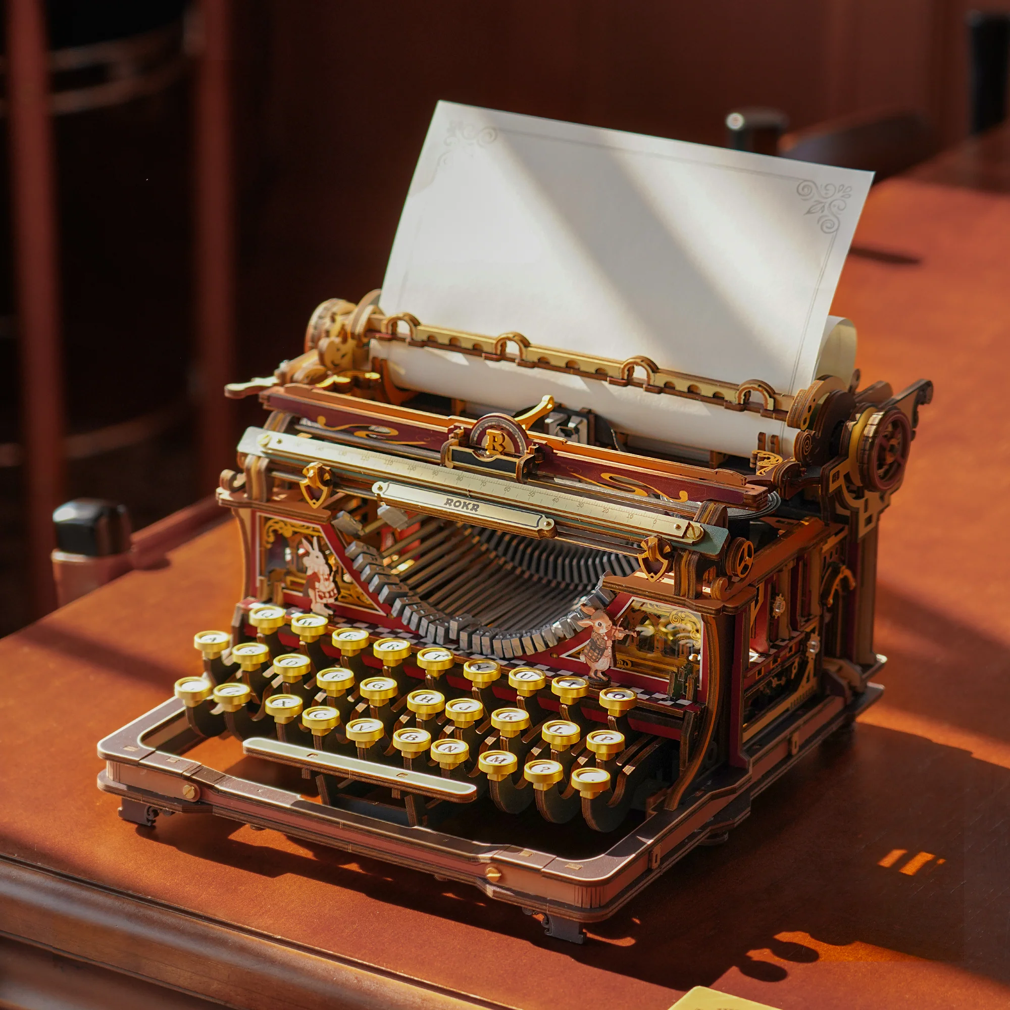 ROKR Mechanical Typewriter Wooden 3D Puzzle LK703C (Magic Version) - Image 8