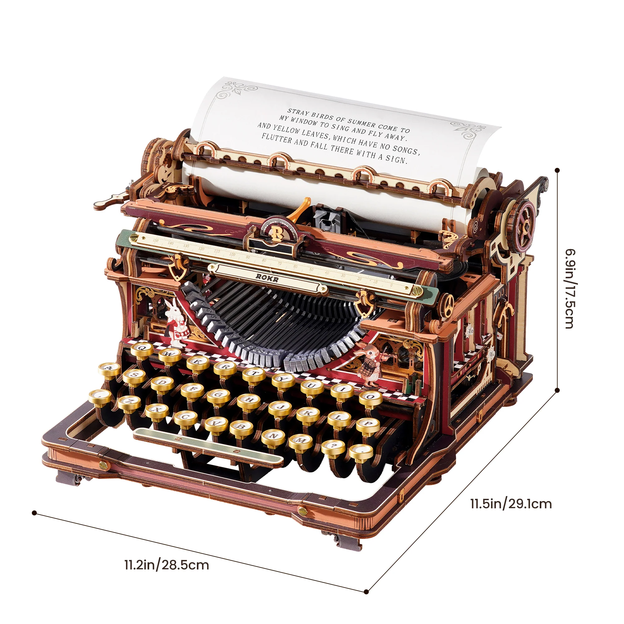 ROKR Mechanical Typewriter Wooden 3D Puzzle LK703C (Magic Version) - Image 9