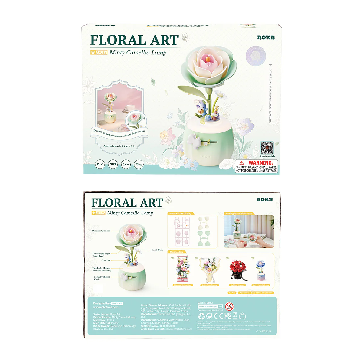 ROKR Minty Camellia Lamp DIY 3D Flower Night Light AF02S - Image 7