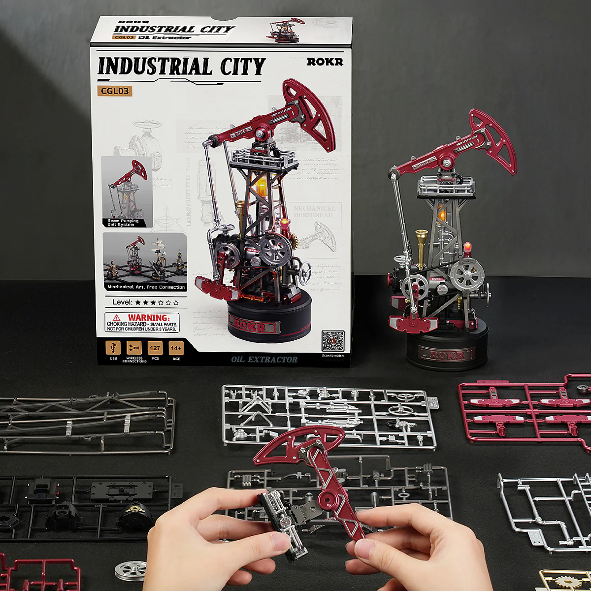 ROKR Oil Pump Jack Mechanical 3D Puzzle CGL03 - Image 5