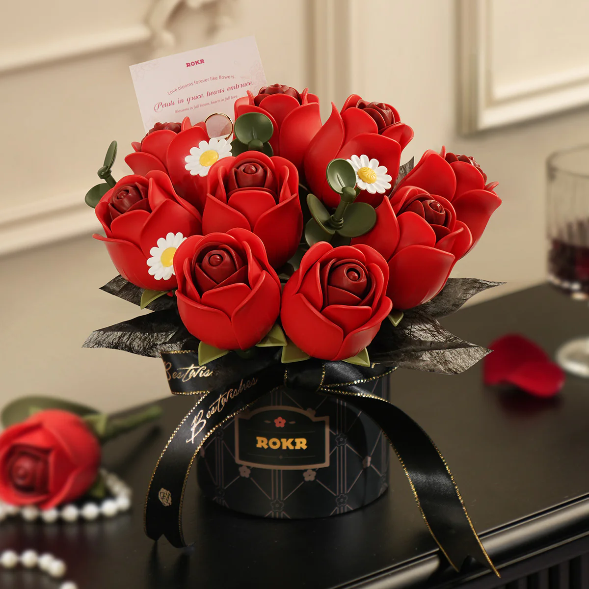 ROKR Red Rose Bouquet DIY 3D Puzzle AF02J - Image 2