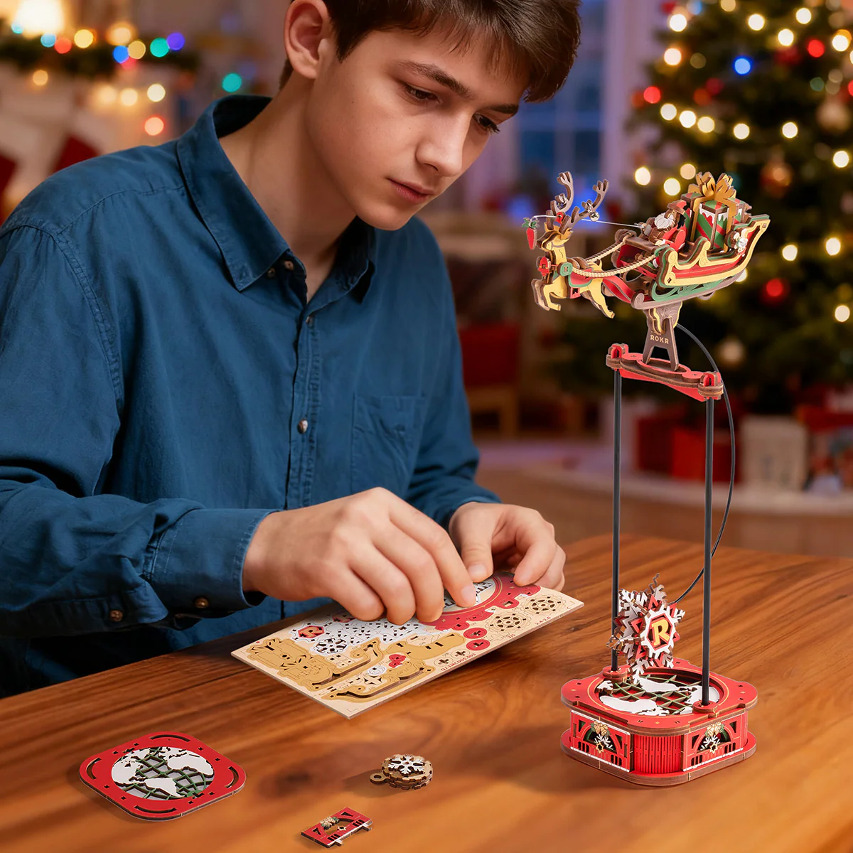 ROKR Santa on Sleigh Pendulum Balance Toy 3D Puzzle MCD05 - Image 3