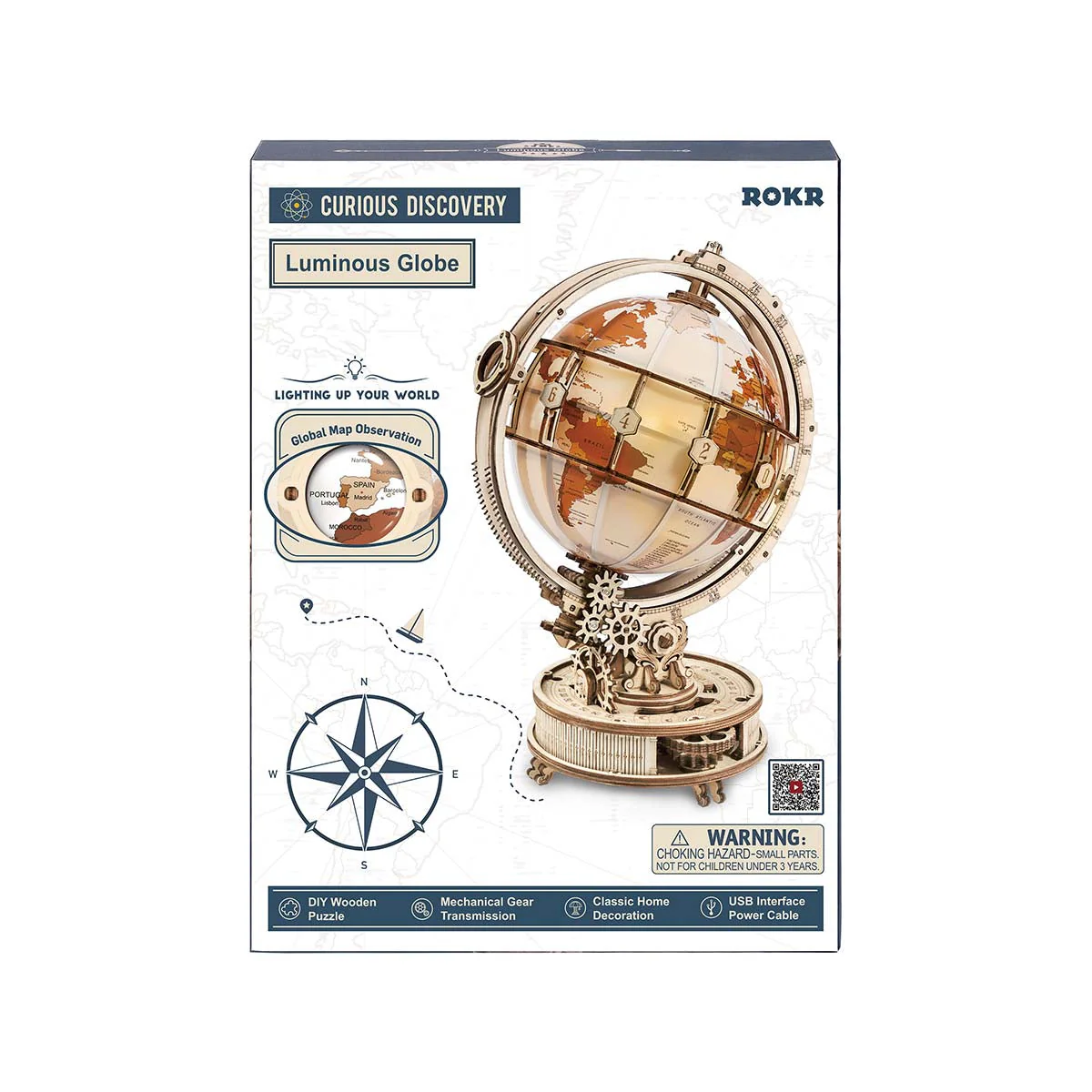 ROKR Luminous Globe 3D Wooden Puzzle ST003 - Image 8