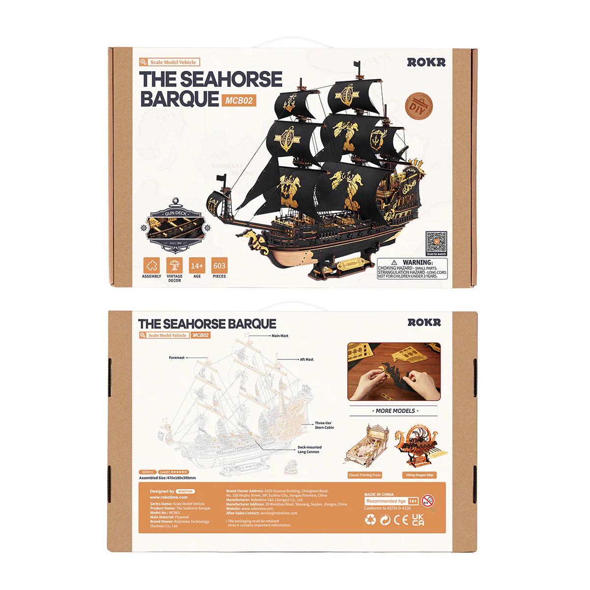 ROKR The Seahorse Barque 3D Wooden Puzzle MCB02 - Image 7