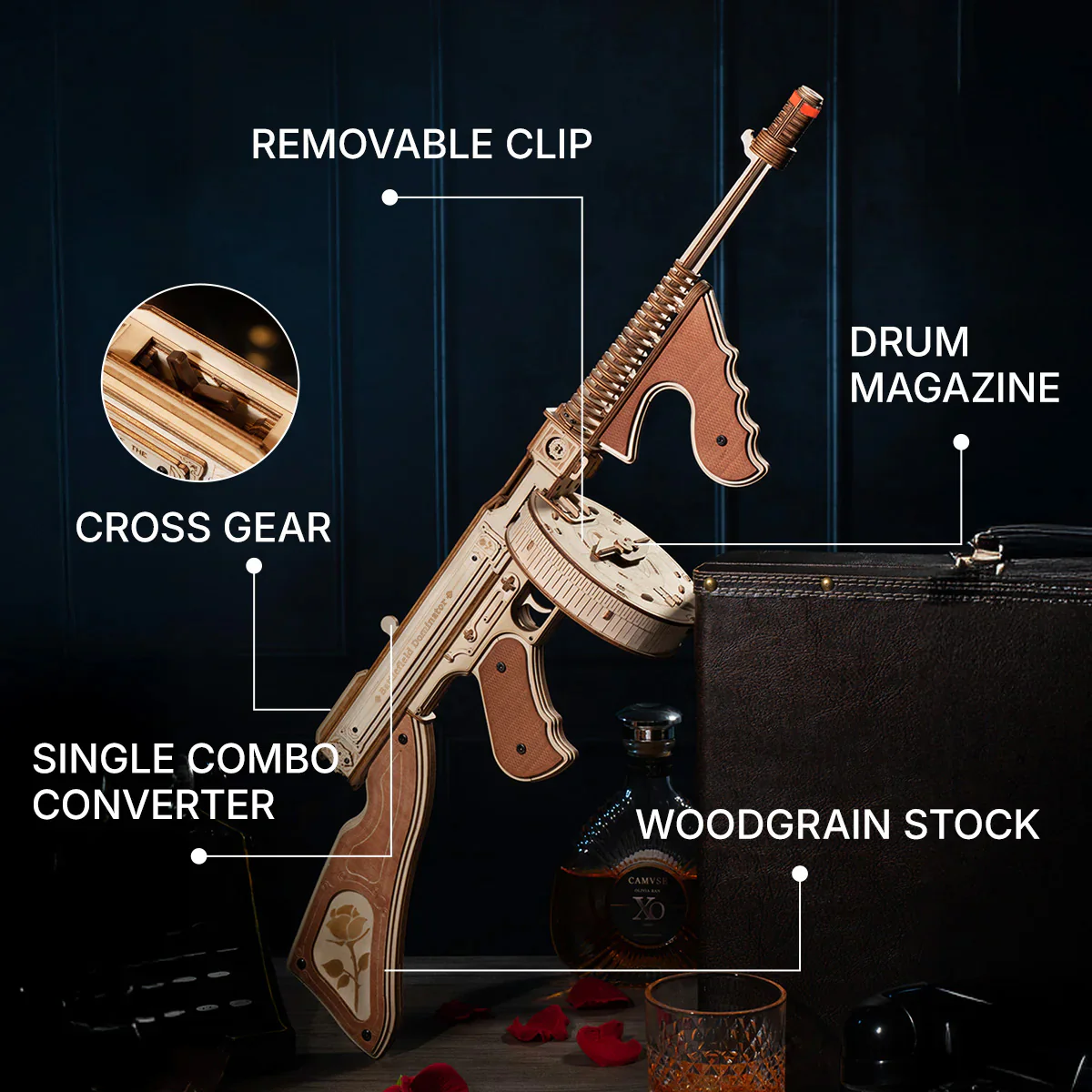 ROKR Thompson Submachine Toy Gun 3D Wooden Puzzle LQB01 - Image 5