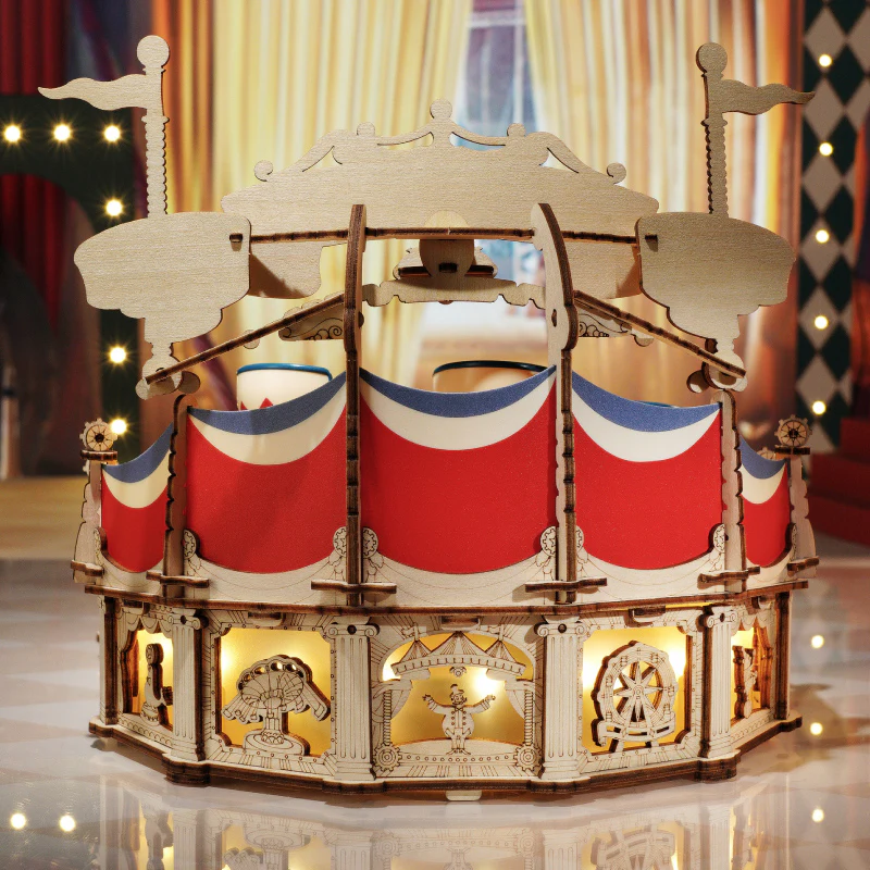 ROKR Tilt-A-Whirl DIY Music Box 3D Wooden Puzzle EA04 - Image 4