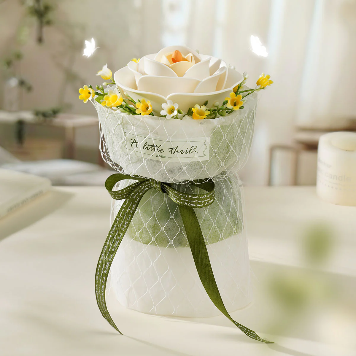 ROKR White Camellia DIY 3D Puzzle Model AF011 - Image 3