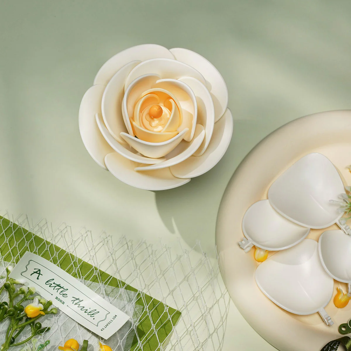 ROKR White Camellia DIY 3D Puzzle Model AF011 - Image 5