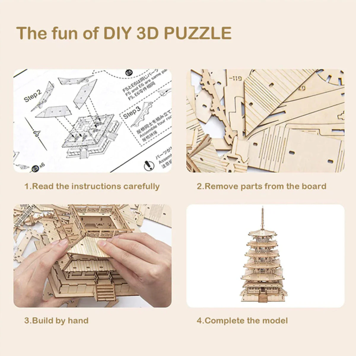 Rolife DIY Five-storied Pagoda 3D Wooden Puzzle TGN02 - Image 4