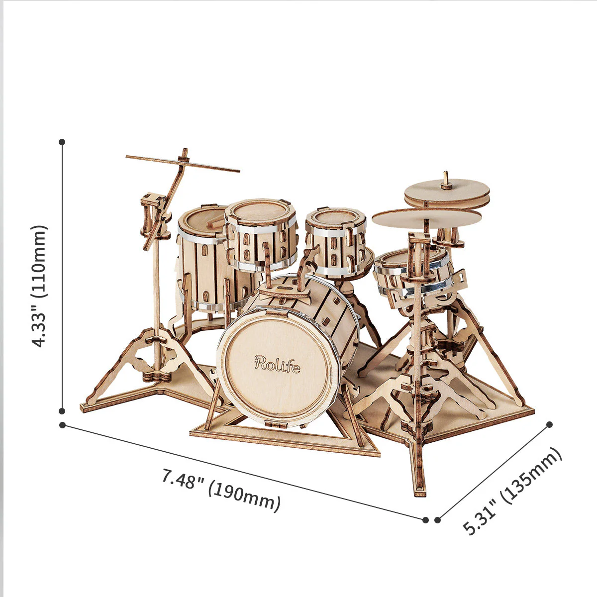 Rolife Drum Kit 3D Wooden Puzzle TG409 - Image 5