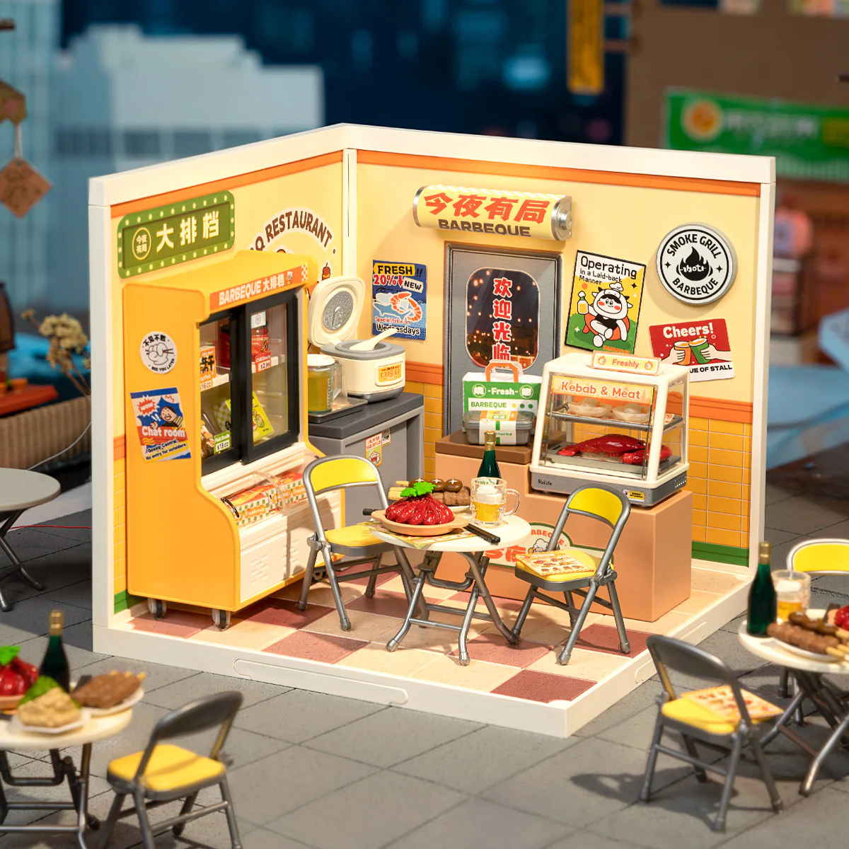 Rolife Night Out Food Stall DIY Miniature House DW022 - Image 3