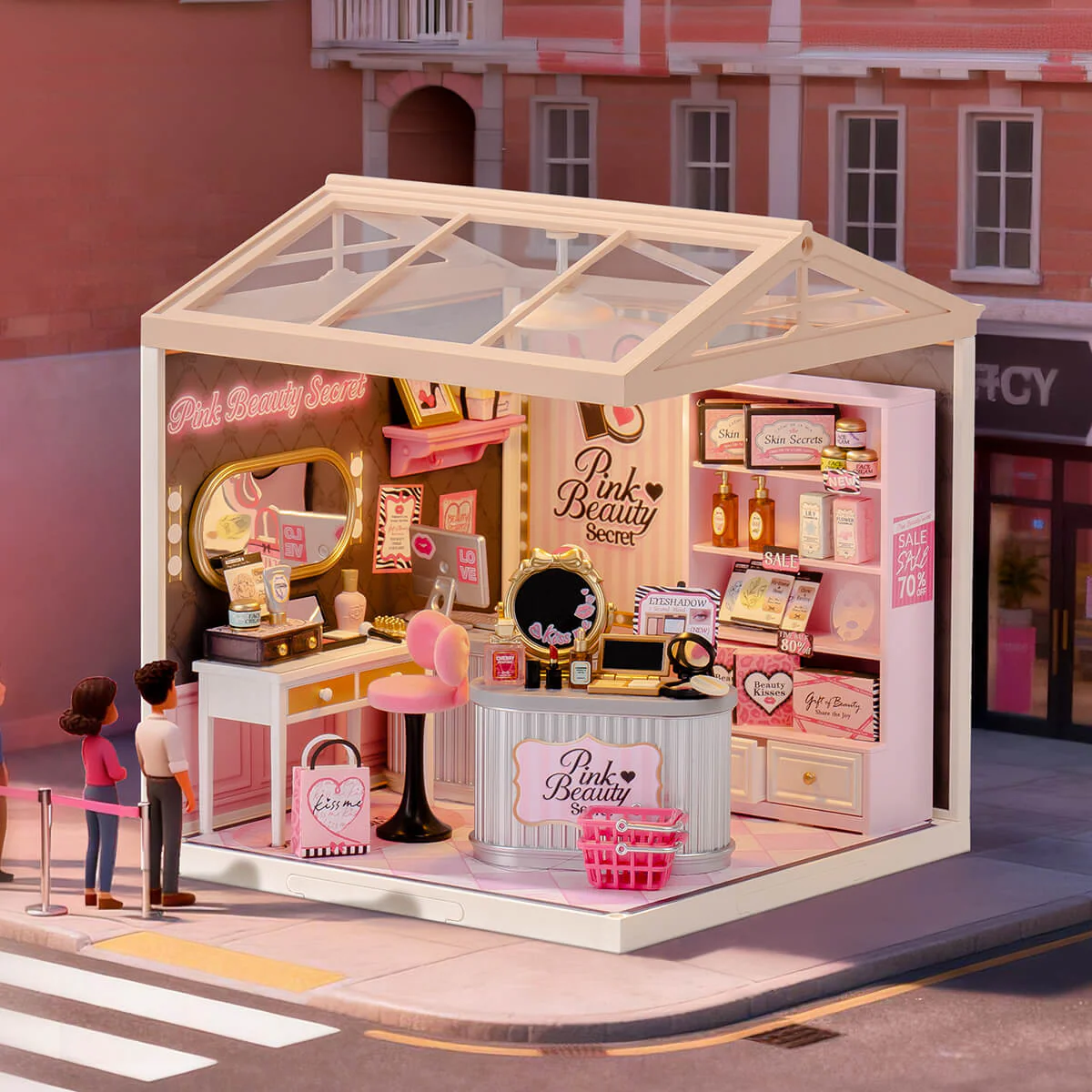 Rolife Pink Beauty Secret DIY Miniature House DW026 - Image 2