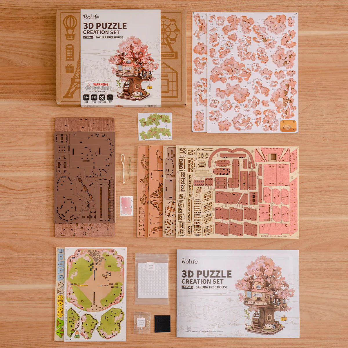 Rolife Sakura Tree House DIY Wooden 3D Puzzle TGS04 - Image 3