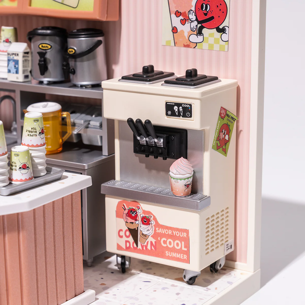 Rolife Super Creator Double Joy Bubble Tea DIY Miniature House Kit DW006 - Image 3