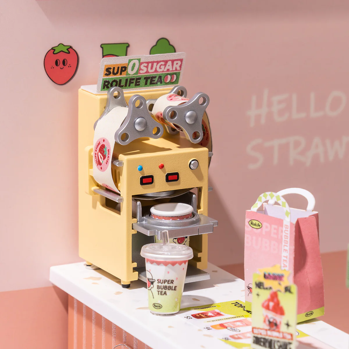 Rolife Super Creator Double Joy Bubble Tea DIY Miniature House Kit DW006 - Image 5