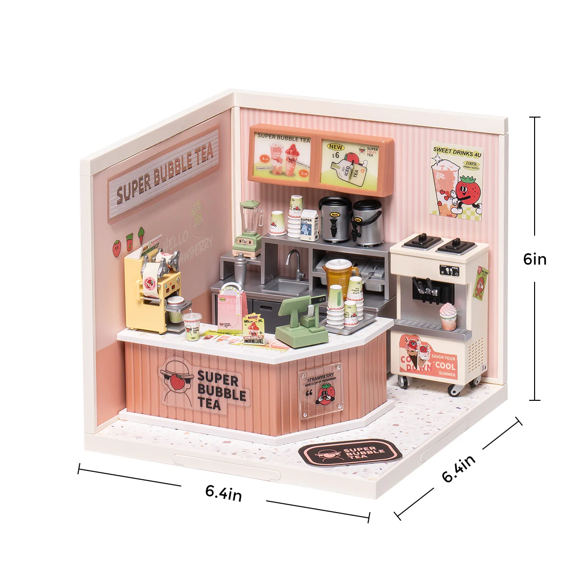 Rolife Super Creator Double Joy Bubble Tea DIY Miniature House Kit DW006 - Image 6