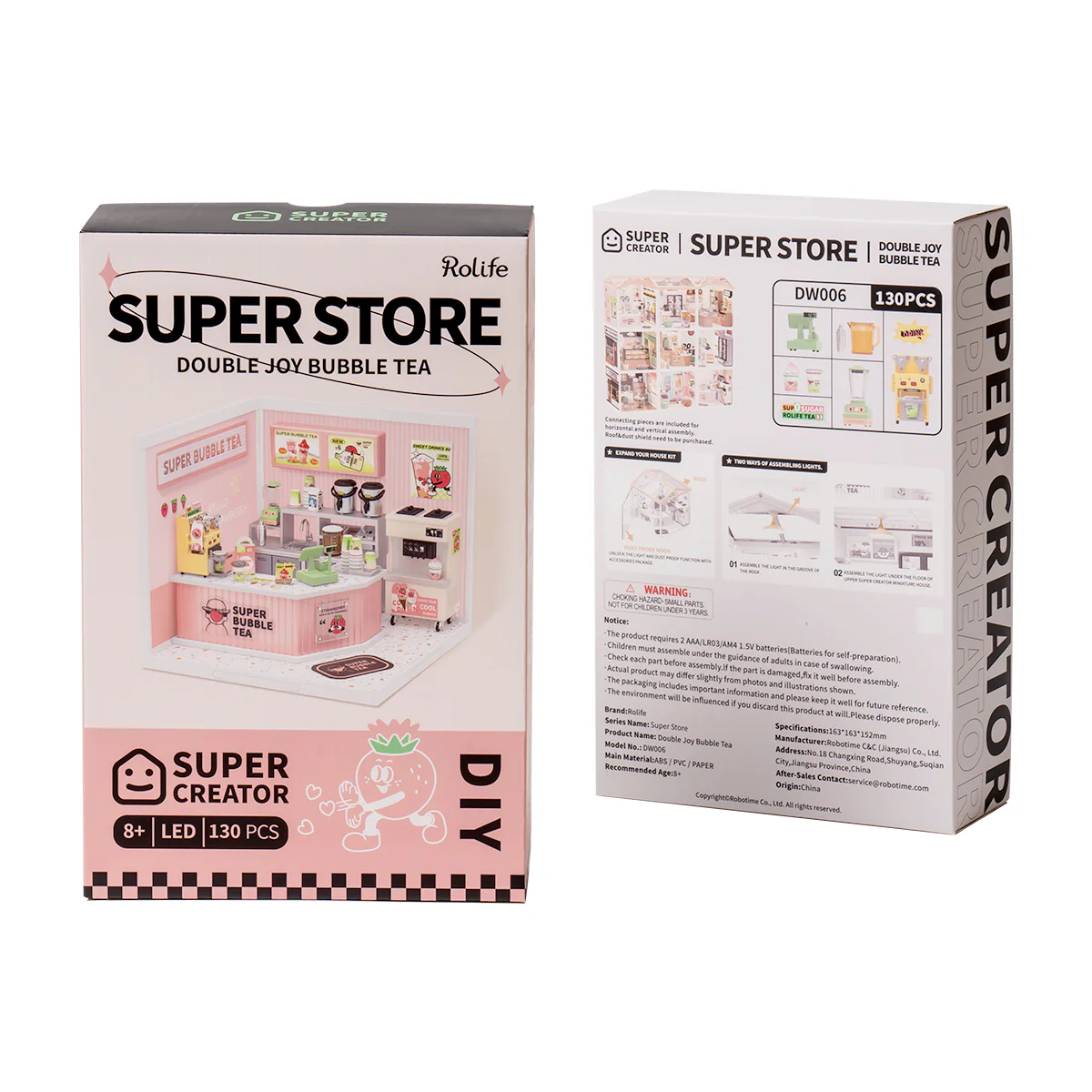 Rolife Super Creator Double Joy Bubble Tea DIY Miniature House Kit DW006 - Image 7