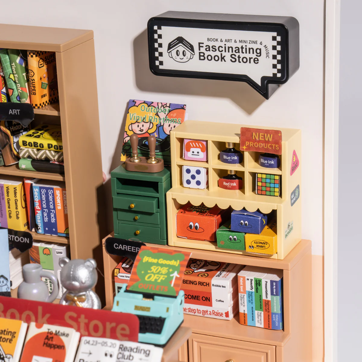 Rolife Super Creator Fascinating Book Store DIY Miniature House Kit DW004 - Image 4