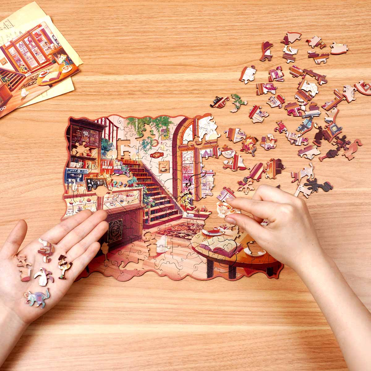 Rowood Cozy Winter Café Wooden Jigsaw Puzzle - Image 2