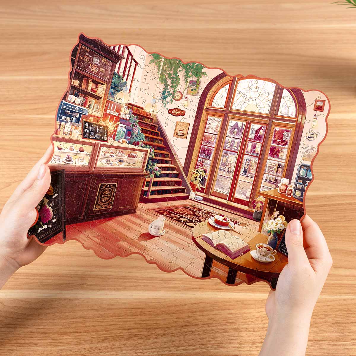 Rowood Cozy Winter Café Wooden Jigsaw Puzzle - Image 3