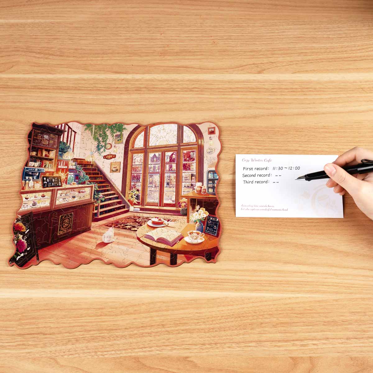 Rowood Cozy Winter Café Wooden Jigsaw Puzzle - Image 4