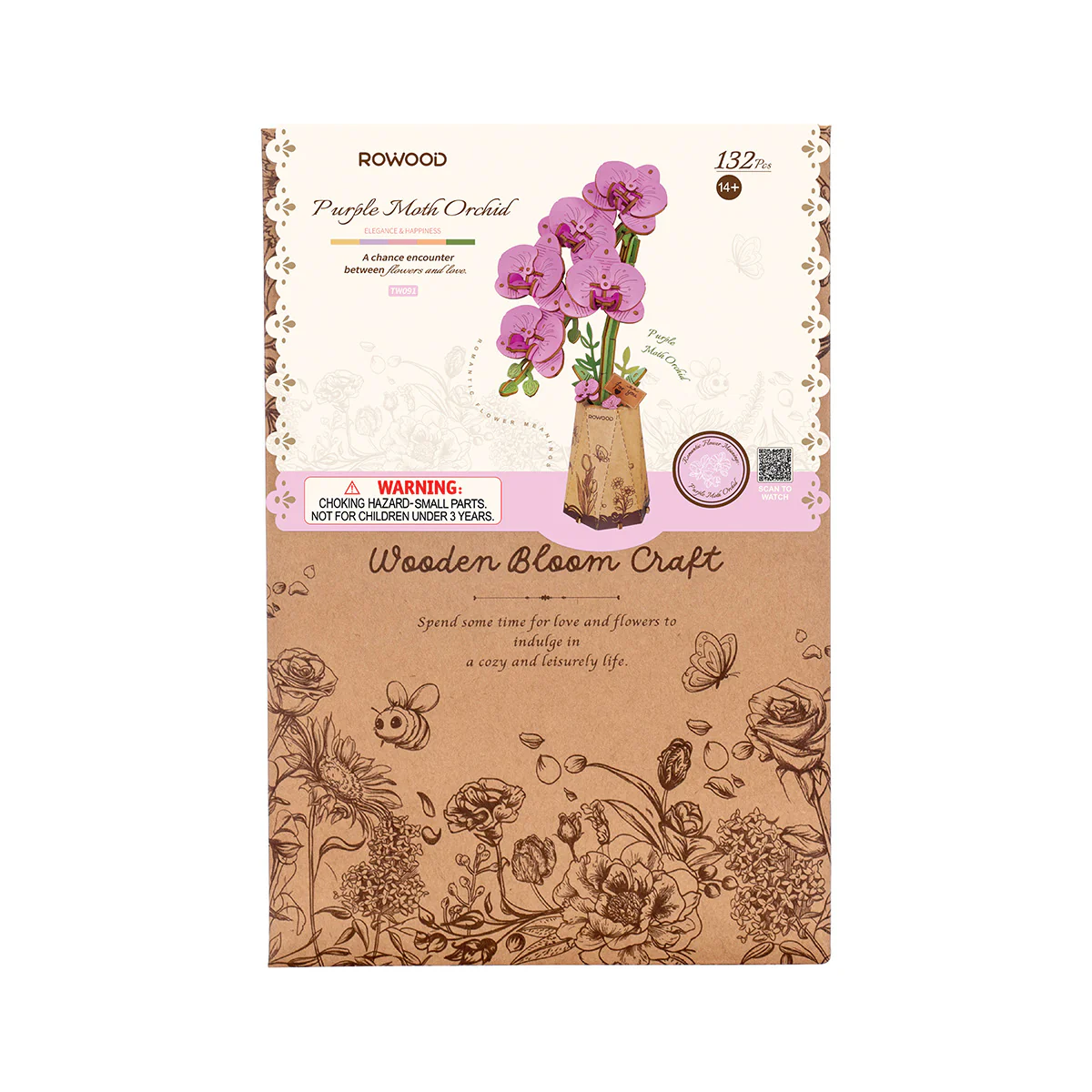 Rowood Purple Moth Orchid DIY Flower 3D Wooden Puzzle TW091 - Image 5