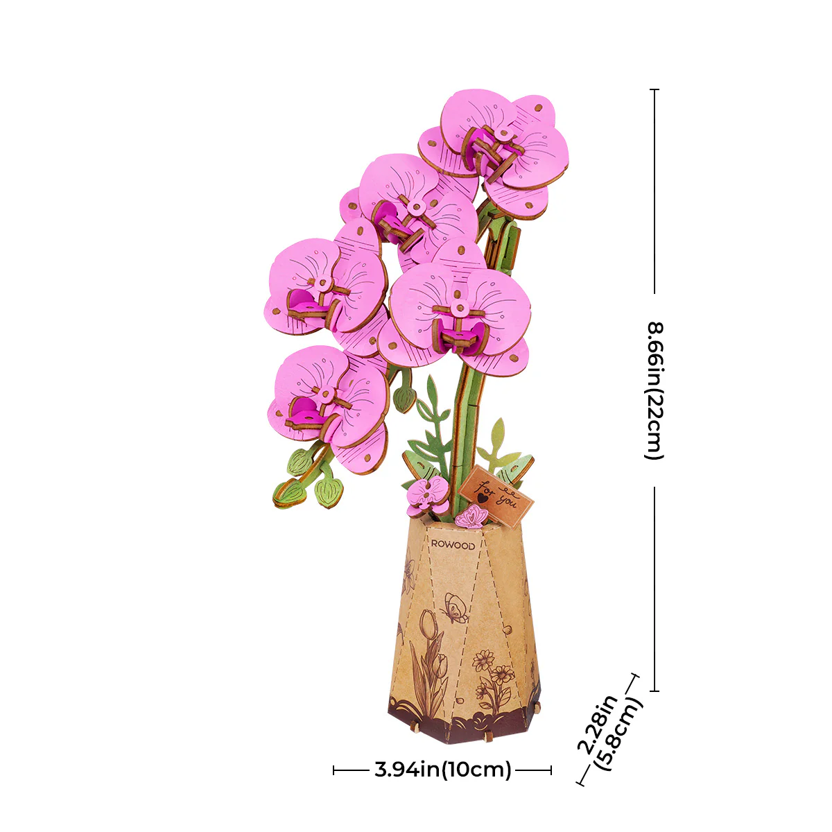 Rowood Purple Moth Orchid DIY Flower 3D Wooden Puzzle TW091 - Image 6