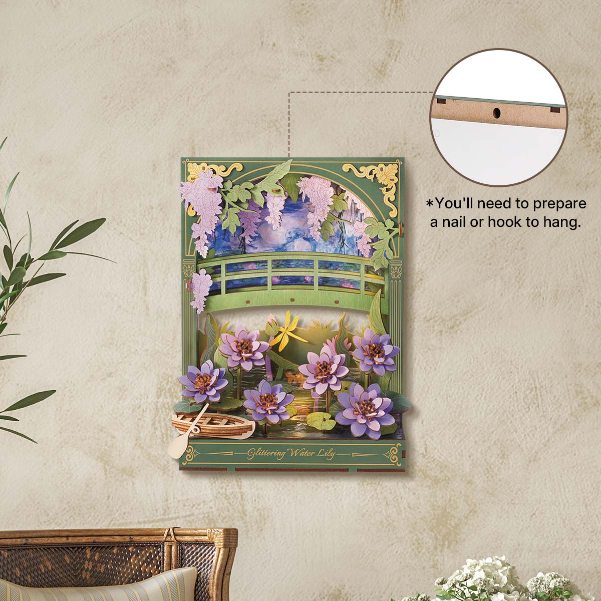 Rowood Glittering Water Lily Wall Art 3D Wooden Puzzle TH001 - Image 3